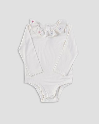 Body florzinhas Off-white + rosa