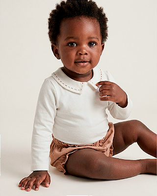 Body baby pontilhado Off-white + bege
