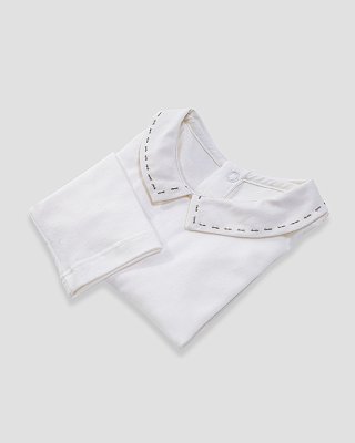Body baby pontilhado Off-white + verde