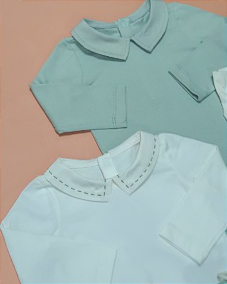 Body baby pontilhado Off-white + verde