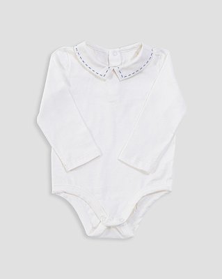 Body baby pontilhado Off-white + marinho