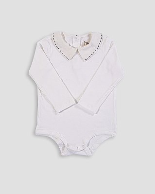 Body baby pontilhado Off-white + marinho