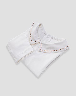 Body baby pontilhado Off-white + marrom