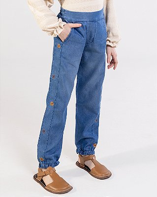 Calça jeans floral Jeans/azul