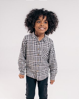 Camisa madeira Xadrez preto+branco