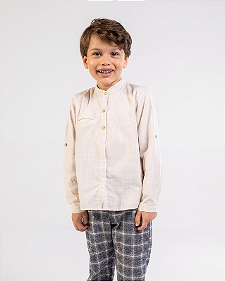 Camisa gola padre Areia