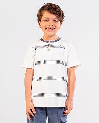 Camiseta folha Listrado azul