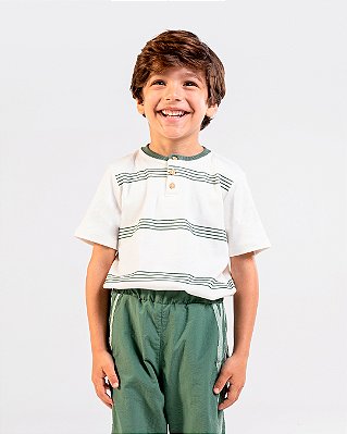 Camiseta folha Listrado verde