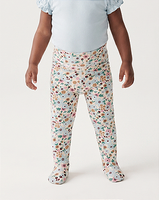 Calça comfort com pé Estampa botânica