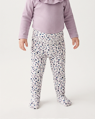 Calça comfort com pé Estampa azaléia