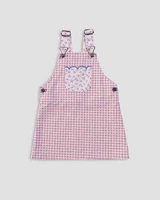 Salopete laço de fita Xadrez rosa