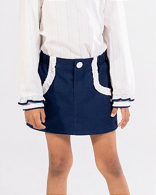 Short-saia babados Marinho