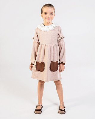 Vestido balanço Listrado marrom