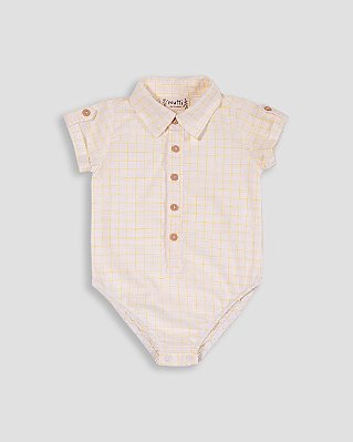 Body camisa manga curta Xadrez amarelo