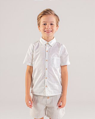 Camisa madeira manga curta Xadrez verde