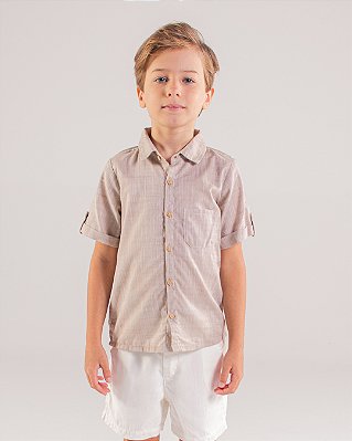 Camisa madeira manga curta Marrom