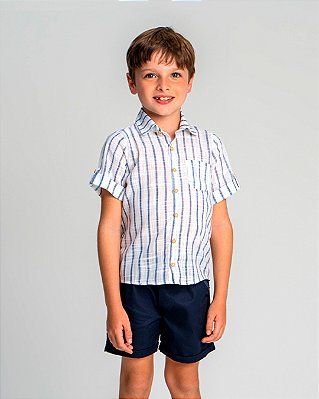 Camisa madeira manga curta Listra marinho