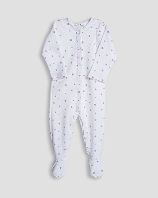 Macacão basic com pé Florzinhas caramelo