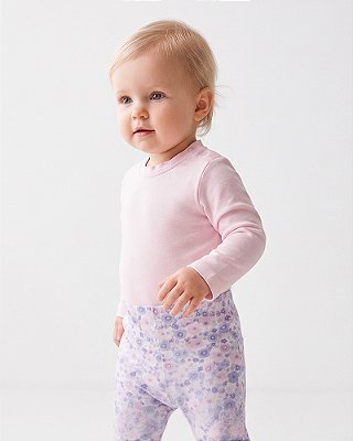 Body básico manga longa Rosa bebê