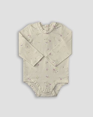 Body básico manga longa Florzinhas