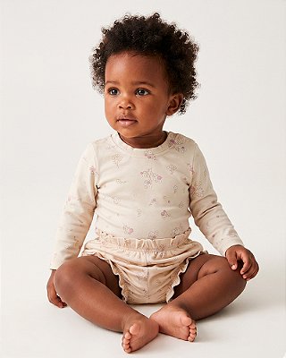 Body básico manga longa Florzinhas