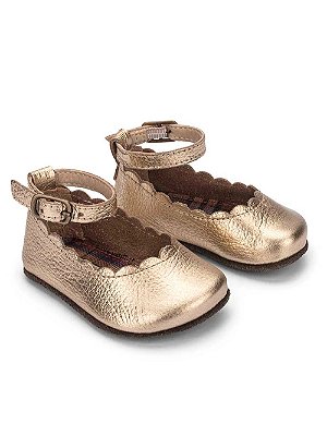 Sapato boneca couro Dourado