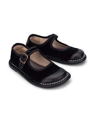 Sapato espadrille couro veludo Noir