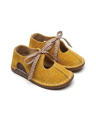 Sapato bpc tabuleiro couro Mostarda