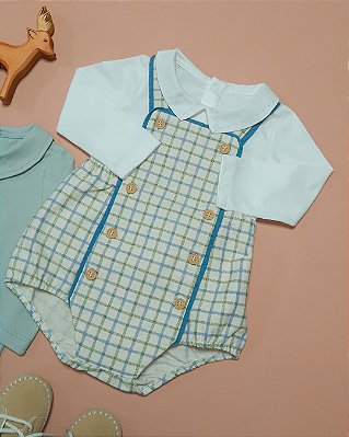 Romper casa na árvore Xadrez azul e verde