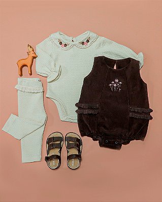 Romper babado Marrom