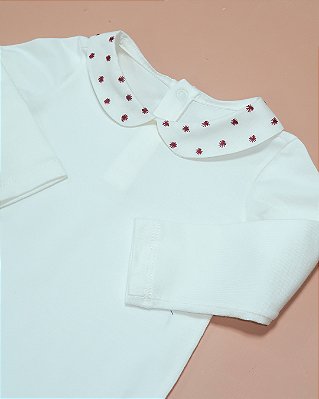 Body baby poá Off white + bordô