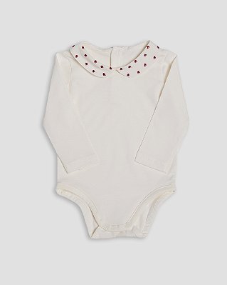 Body baby poá Off white + bordô