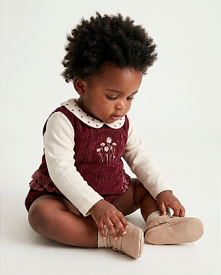Body baby poá Off white + bordô