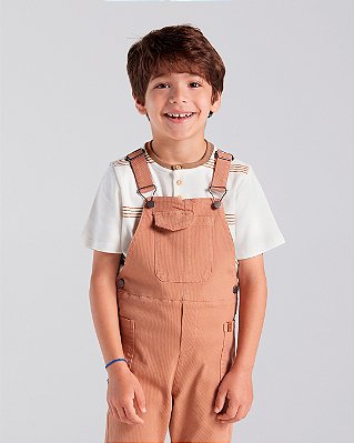 Camiseta folha Listras camelo