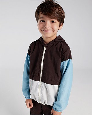 Jaqueta corta vento Azul + marrom