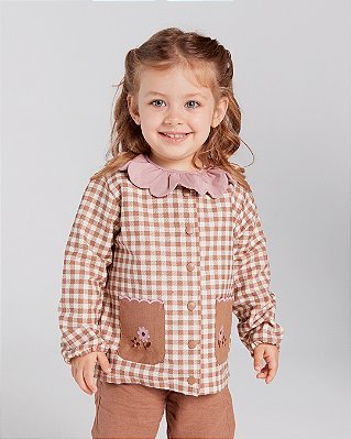 Casaco agraciar Xadrez marrom