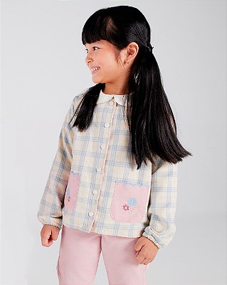 Casaco agraciar Xadrez rosa + azul