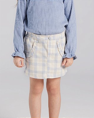 Short-saia babados Xadrez rosa