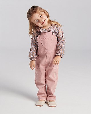 Jardineira cotelê Rosa cha