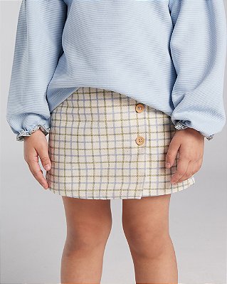 Short saia sereno Xadrez azul e verde