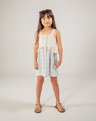 Vestido encanto Natural com azul
