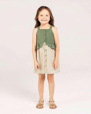 Vestido encanto Xadrez e verde