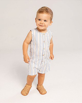 Romper lavanda Listras azul + marrom