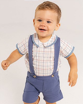 Body histórias Azul + xadrez azul