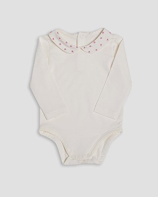 Body baby poá Off-white + rosa
