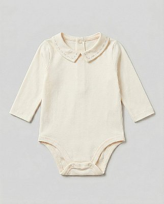 Body baby pontilhado Off-white + areia