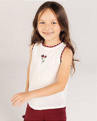 Regata infância Off white + bordô