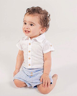 Body camisa manga curta Branco