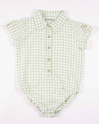 Body camisa manga curta Xadrez verde