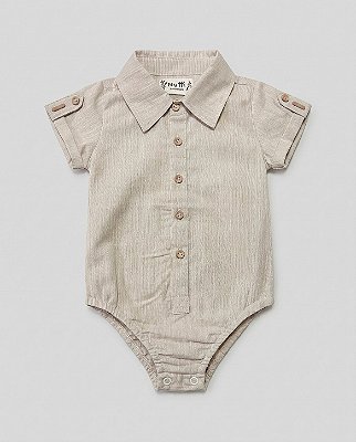 Body camisa manga curta Bege natural